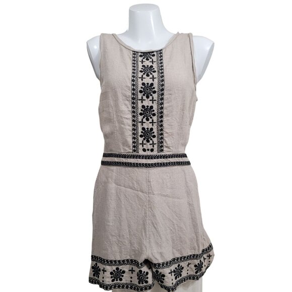 Ann Taylor Loft Linen Embroidered Romper 12 - Picture 1 of 11